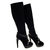 Black Suede Leather Long Boot