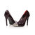 Claret patent leather metal studs pointed head pump