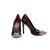 Claret patent leather metal studs pointed head pump