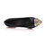 Black lizard leather rivet metal toe pump