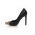 Black lizard leather rivet metal toe pump