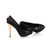 Lizard pattern black suede leather pump