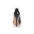 Black patent leather peep toe pump