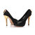 Black lizard suede leather peep toe pump