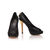 Black lizard suede leather peep toe pump