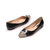 Black leather rivet metal toe flat