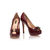 Claret leather bow-tie peep toe pump