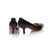 Black leather rivet metal toe pump