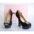 Black Suede Leather Diamond Peep Toe Pump