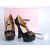 Black Patent Leather Peep Toe Mary Jane Pump