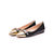 Black patent leather golden point head flat