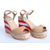 Beige Patent Leather Platform Pump Sandal