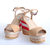 Beige Patent Leather Platform Pump Sandal