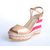 Beige Patent Leather Platform Pump Sandal