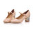 Beige Leather Diamond Heel Mary Janes Pump