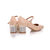 Beige Leather Diamond Heel Mary Janes Pump