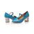 Blue Patent Leather T Shape Diamond Heel Mary Janes Pump