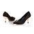 Black Satin Pointed Pump with Diamond Square Logo