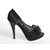 Black Lace Bow Tie Peep Toe Pump