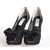 Black Lace Bow Tie Peep Toe Pump