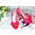 Red & Rose Lace Bow Tie Peep Toe Pump