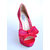 Red & Rose Lace Bow Tie Peep Toe Pump