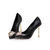 Black leather point head pump