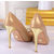 Golden leather point head pump