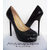 Black Lambskin Leather Ultra High Platform Pump