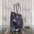 Butterfly fabric with leather trim zipper shopping tote