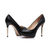 Black leather platform pump