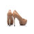 Beige patent leather platform pump