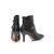 Black leather rivet buckle strap point head short boots