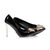 Black patent leather point head pump