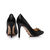 Snake pattern suede leather metal bow-tie pump