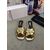 Gold patent leather square slippers