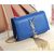 Blue Leather Clutch with Metal Tassel