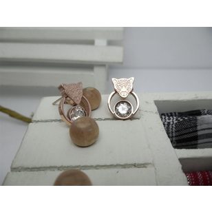 Rose Gold Panther Logo Diamond Earrings