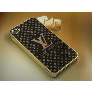 Black with Gold LV Logo Iphone Cover