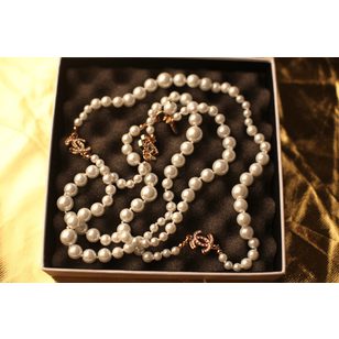 3 Double C Pearl Long Necklace