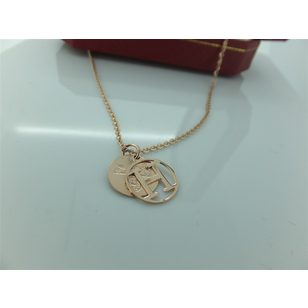 H Letter with Round Plate Pendant Necklace