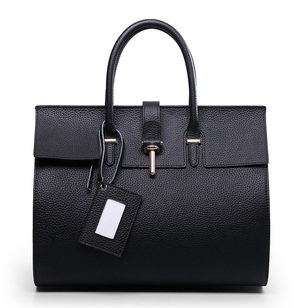 Black leather flap tote