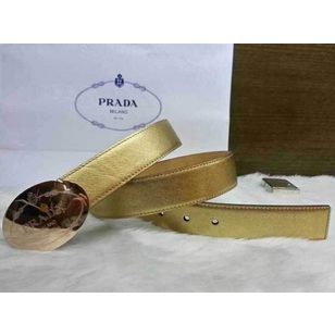 Golden Saffiano Leather Belt