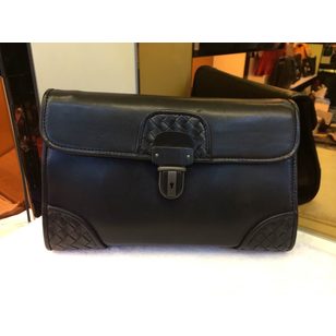 Black leather man clutch