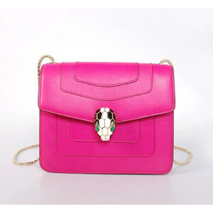 Fluorescent Fuschia Leather Serpenti Snake Closure Bag