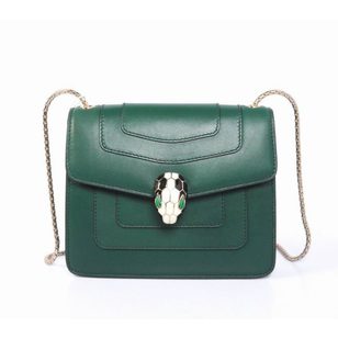 Dark Green Leather Serpenti Snake Closure Bag