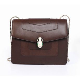 Brown Leather Serpenti Snake Closure Bag