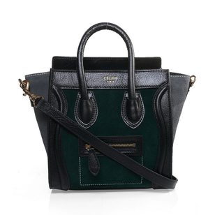 Luggage Nano Tote PM Dark Green Suede Leather