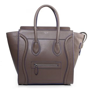 Mini Luggage Top Handle Tote with Blue Edge