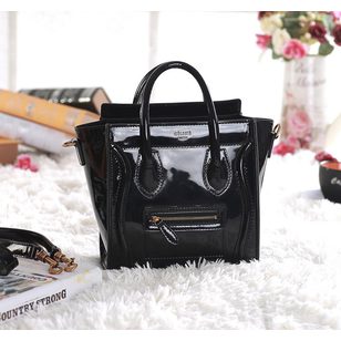 Luggage Nano Tote PM Black Patent Leather